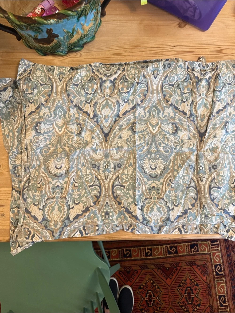 Pottery Barn Paisley Cotton Duvet Cover in Blue and Cream